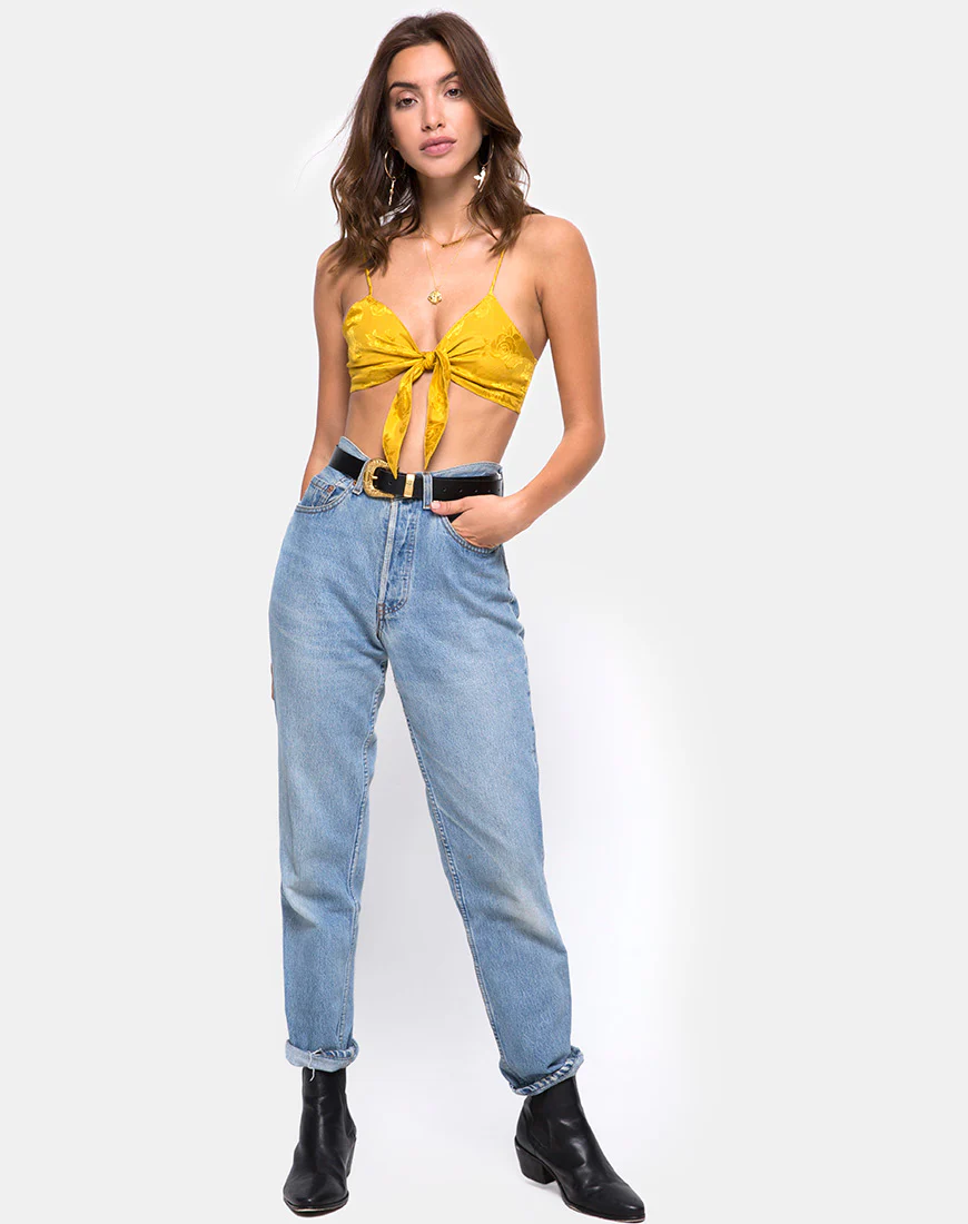 Kasen Bralet in Satin Mustard Rose - Image 3