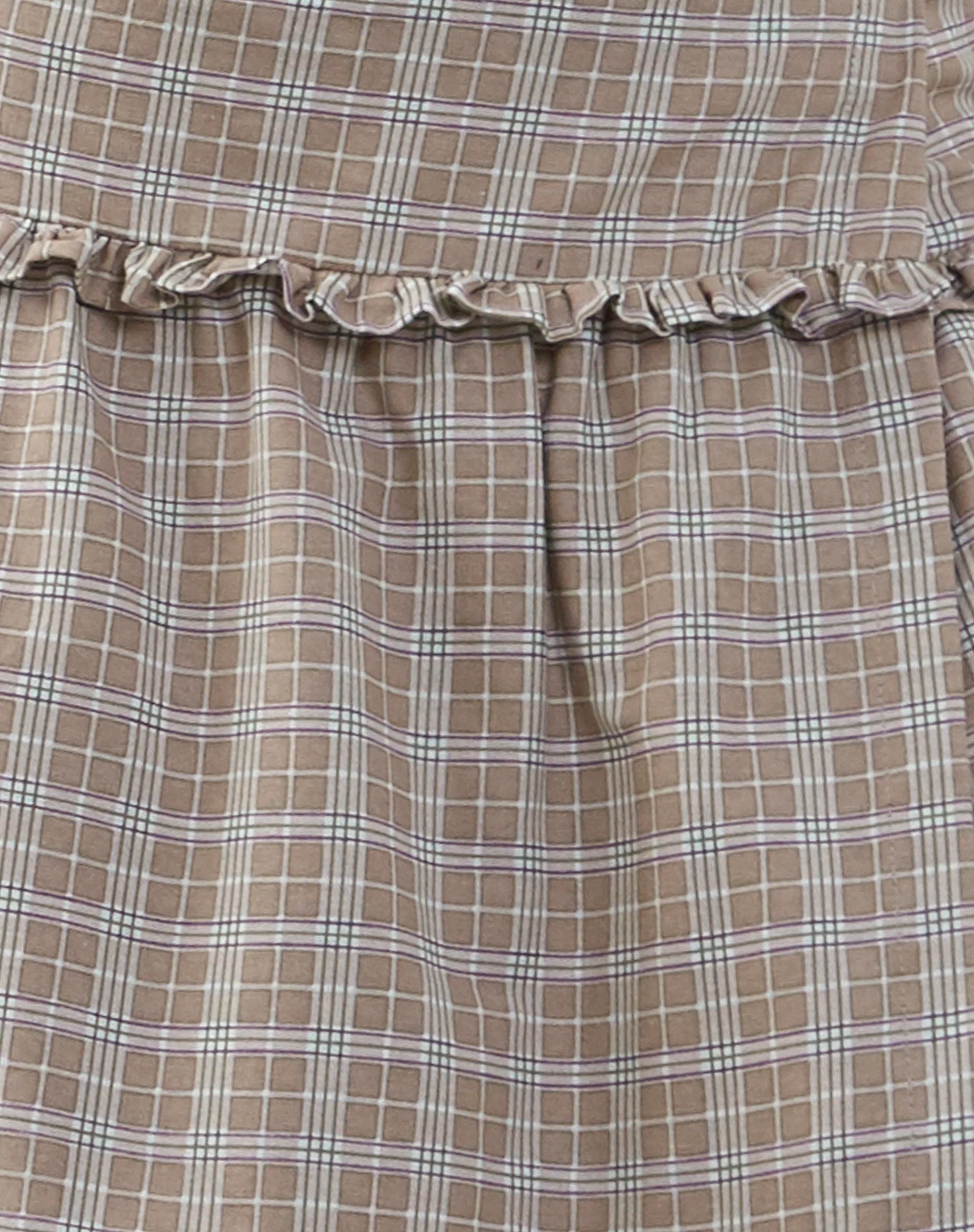 Kasya Frill Hem Wrap Midi Skirt in Taupe Check - Image 5