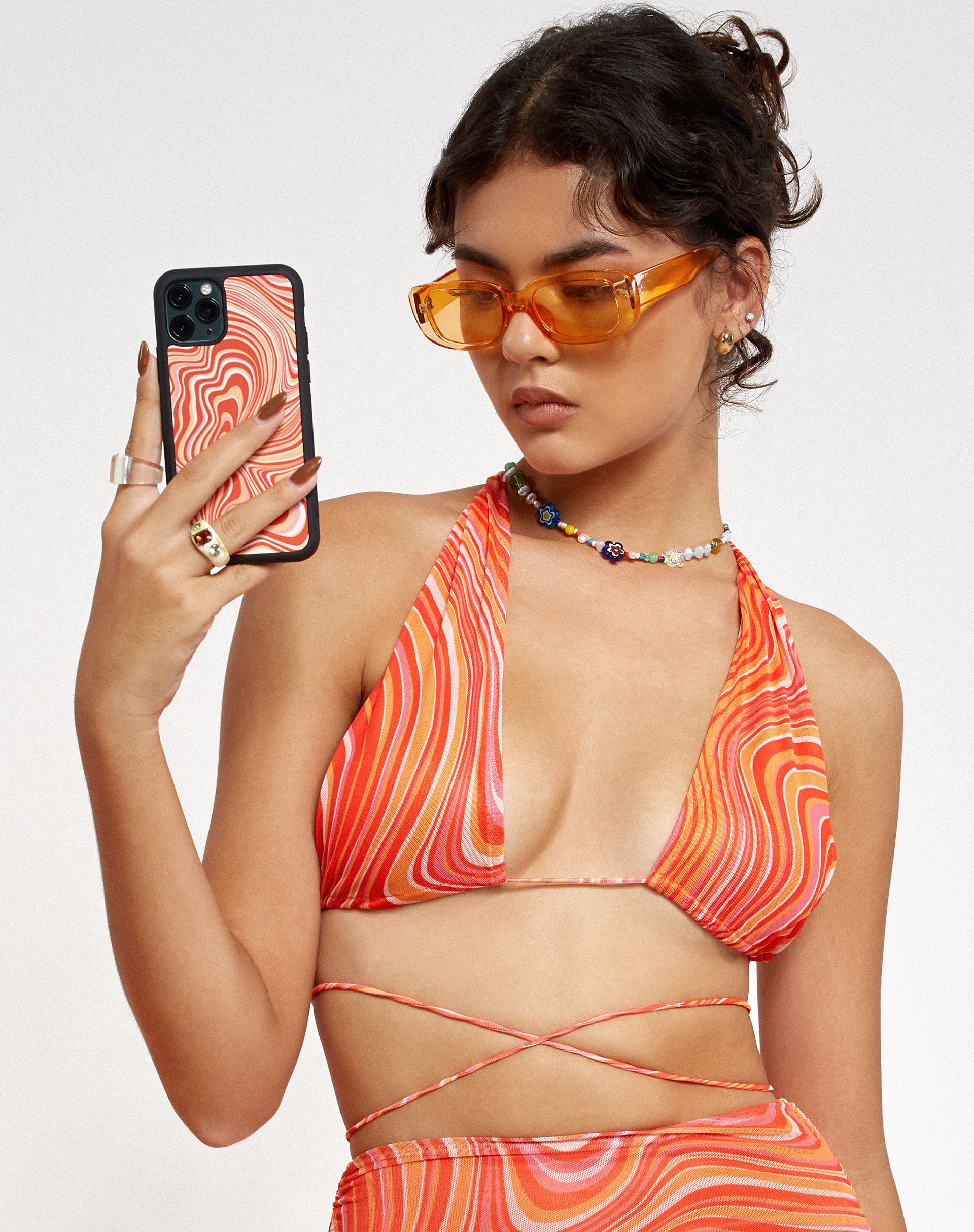 Katara Crop Top in 70's Ripple Tangerine - Image 5