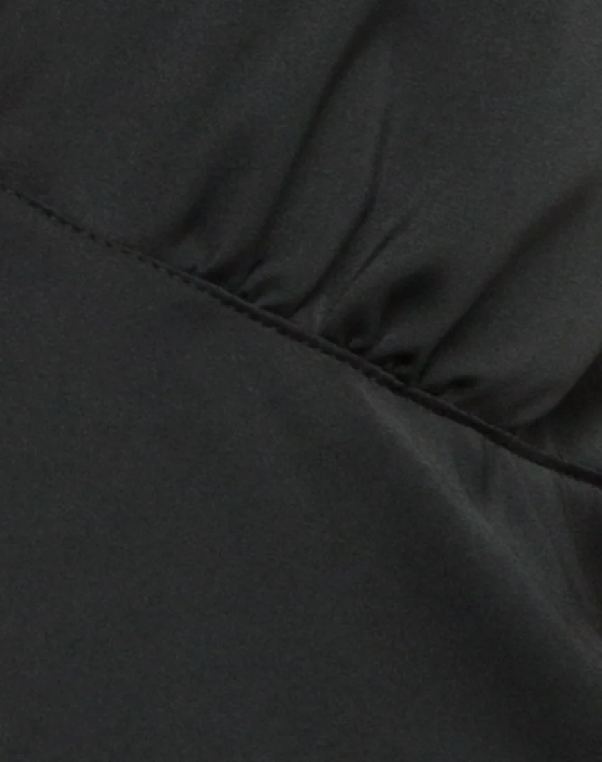 Katsma Strappy Playsuit in Satin Black - Image 5