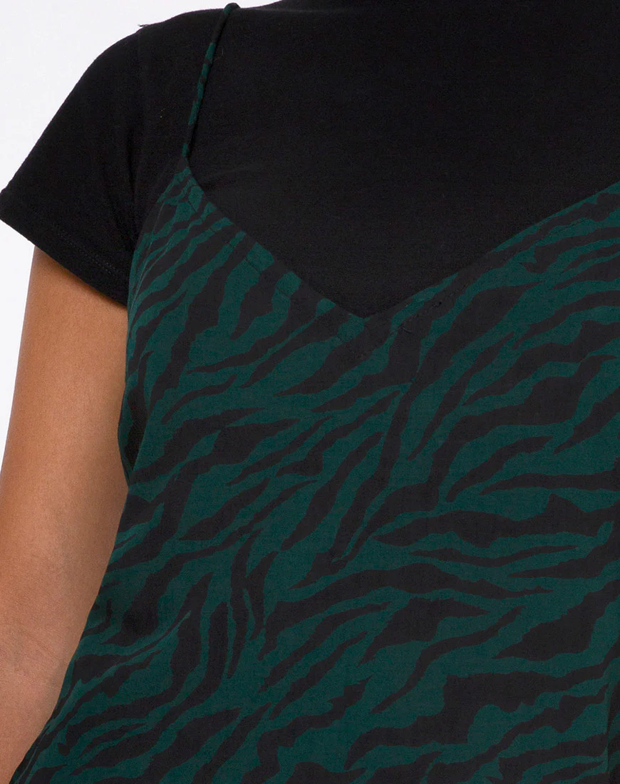 Katya Mini Dress in 90's Zebra Forest Green - Image 6