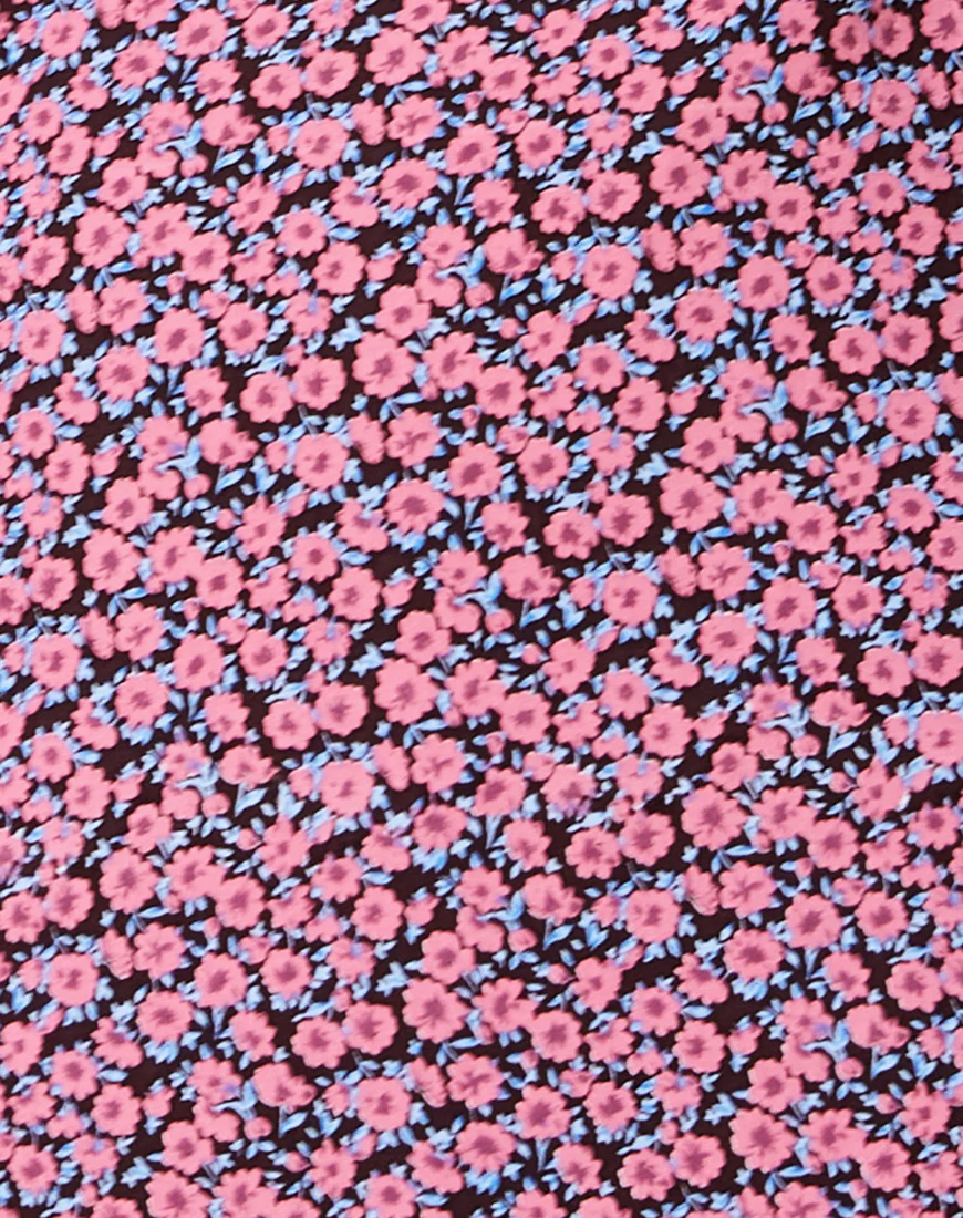 Katya Mini Dress in Floral Fun Pink - Image 5