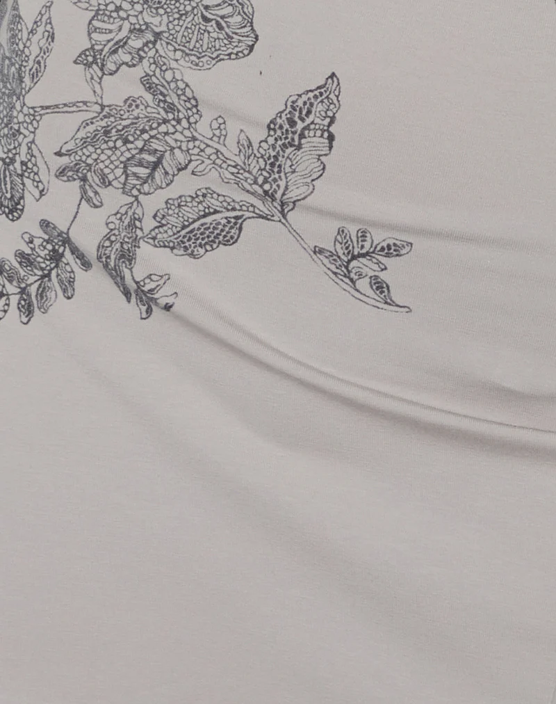 Kausar Off Shoulder Mini Dress in Lace Flower Grey - Image 6