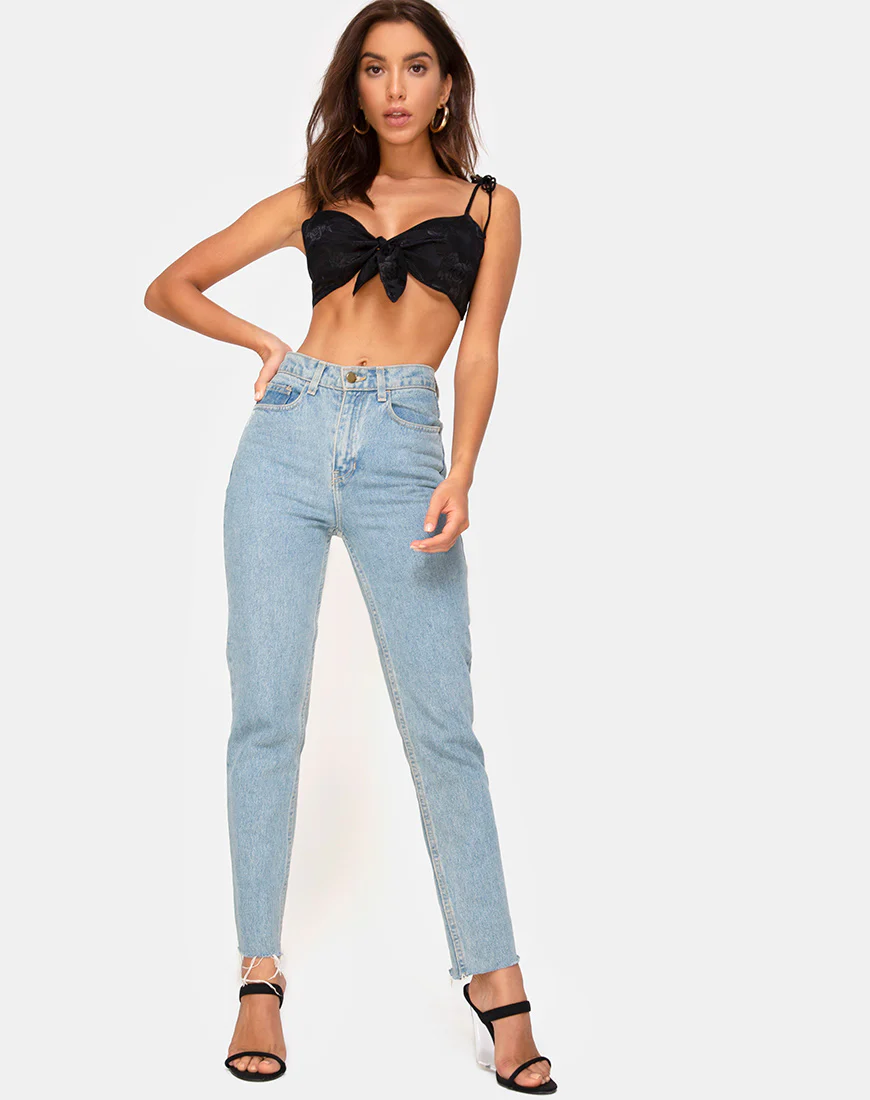 Kave Bralet Top in Satin Rose Black - Image 3