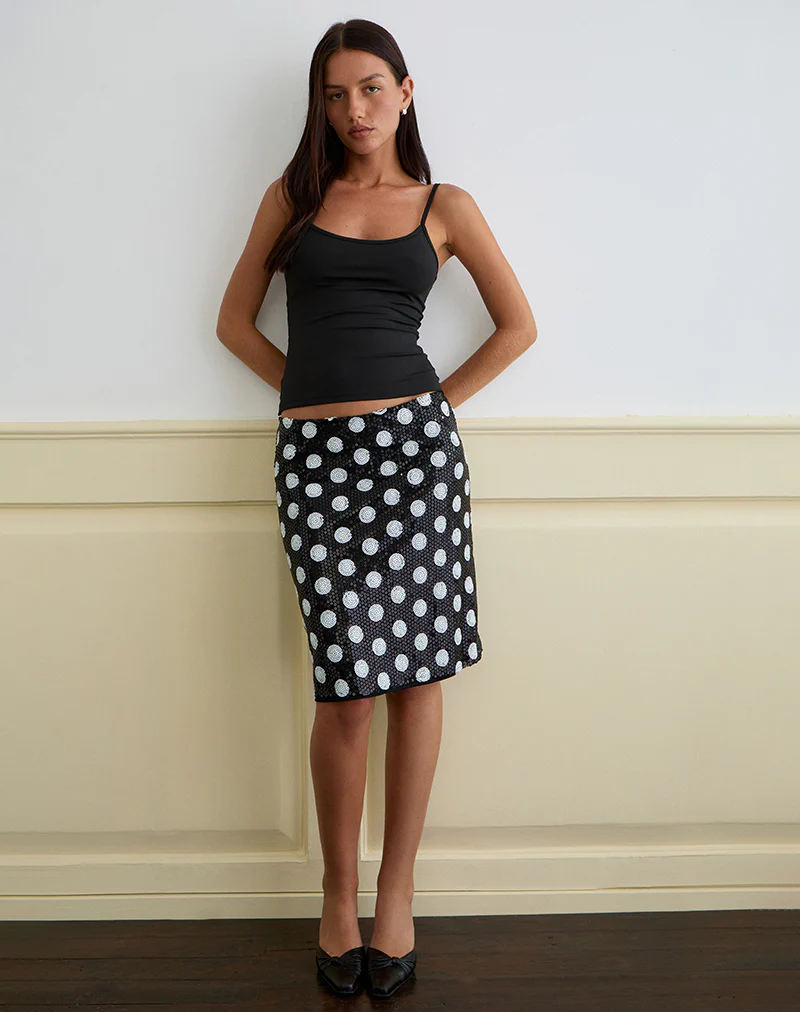Kavivi Midi Skirt in Polka Sequin Monochrome - Image 5