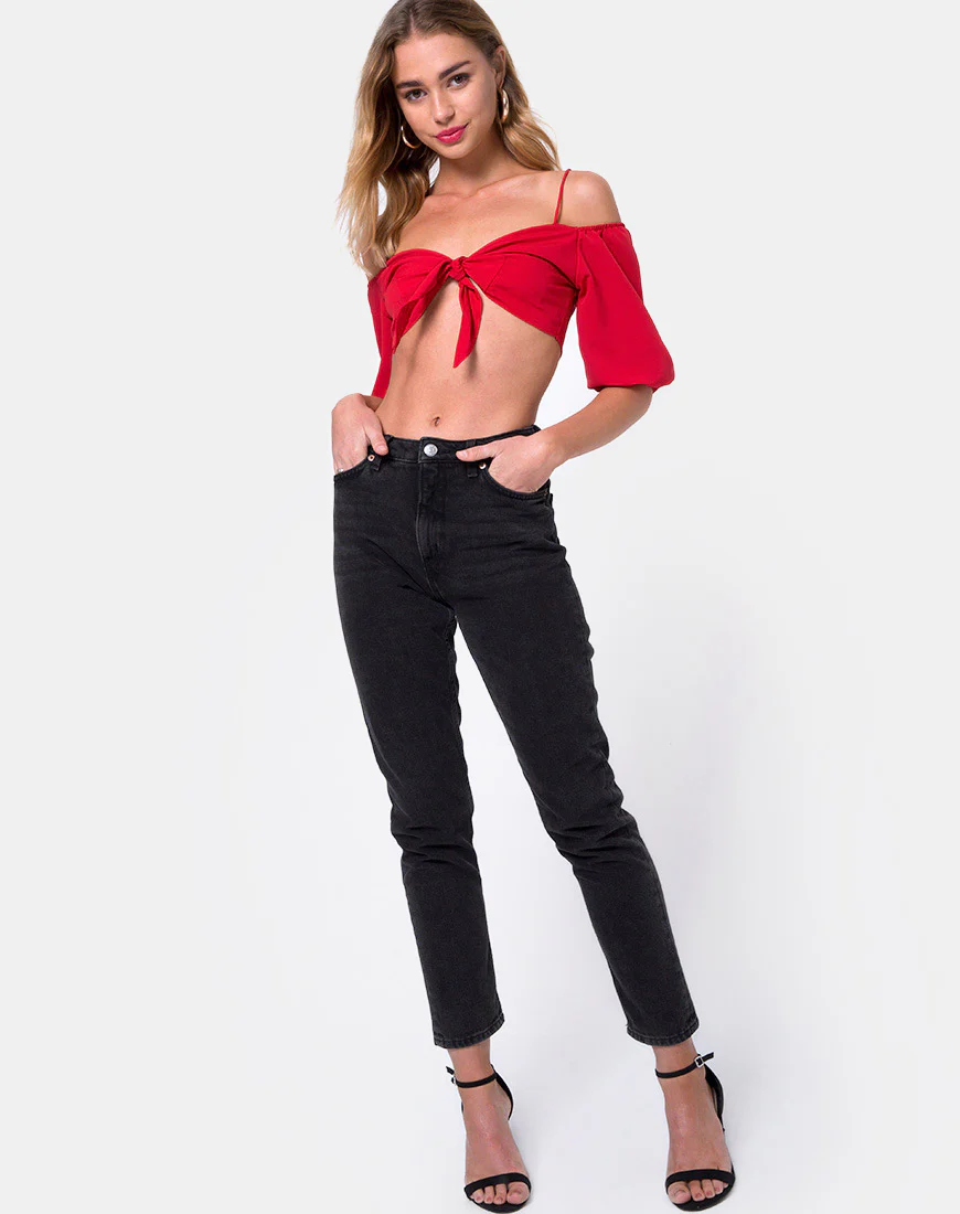 Kavon Crop Top in Red - Image 3