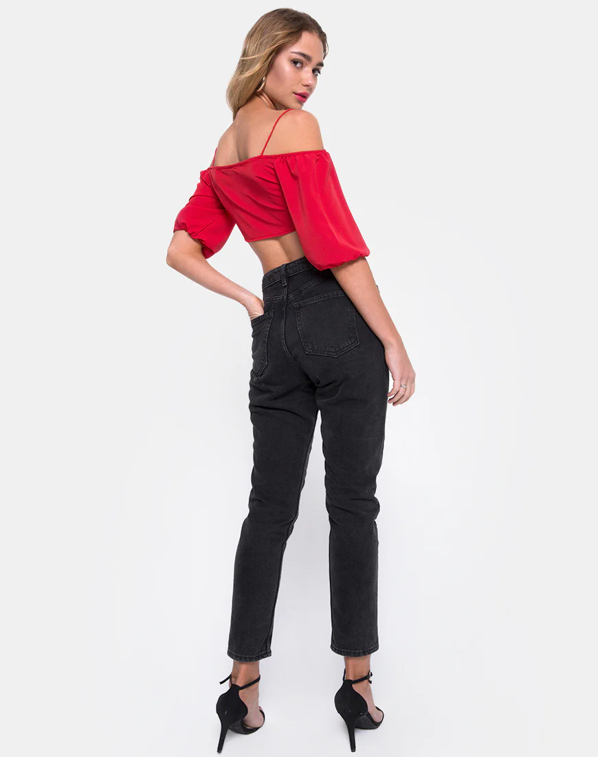 Kavon Crop Top in Red - Image 4