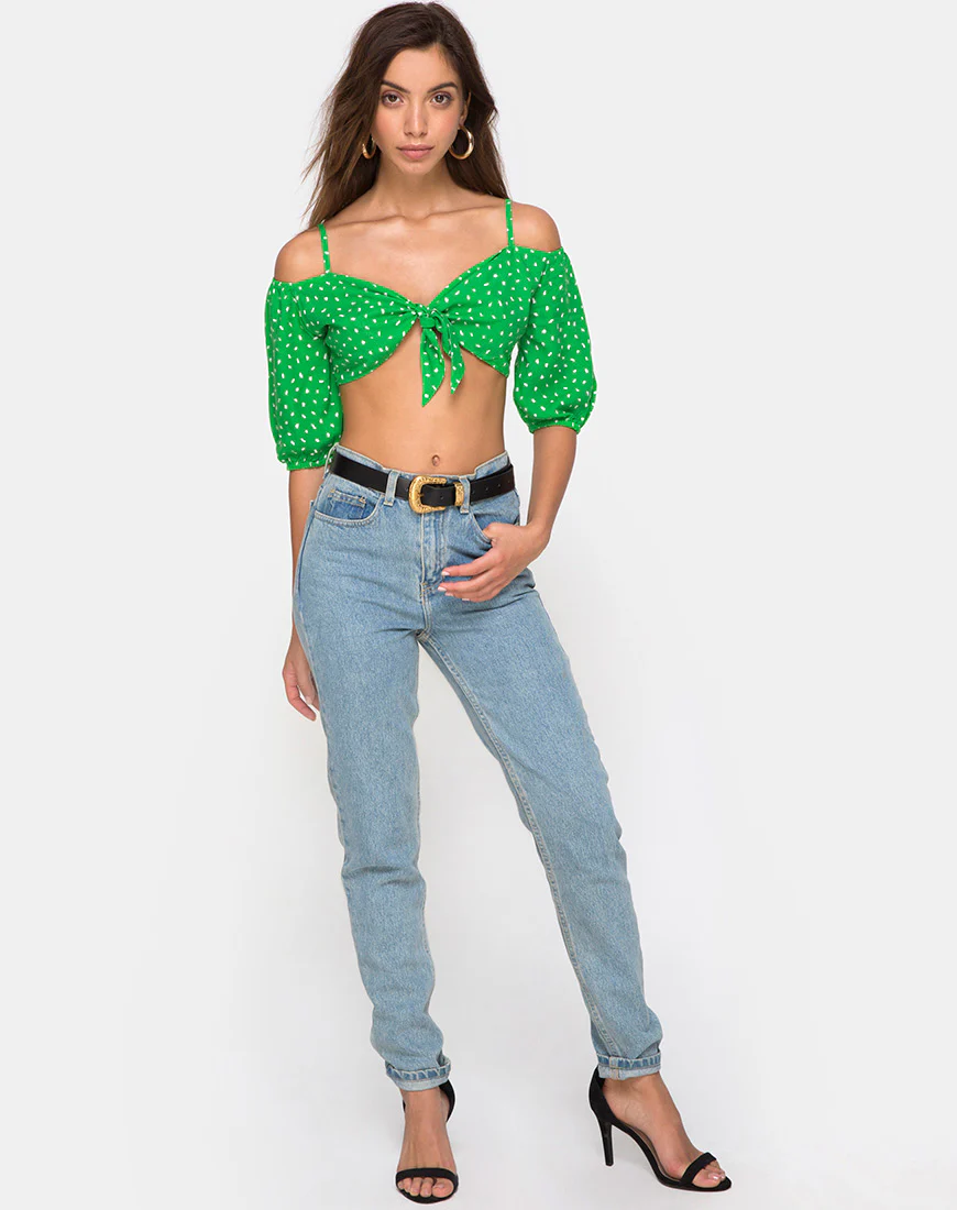 Kavon Crop Top in Green Diana Dot - Image 3