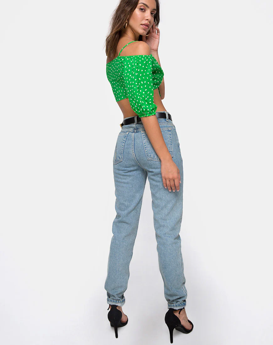 Kavon Crop Top in Green Diana Dot - Image 4
