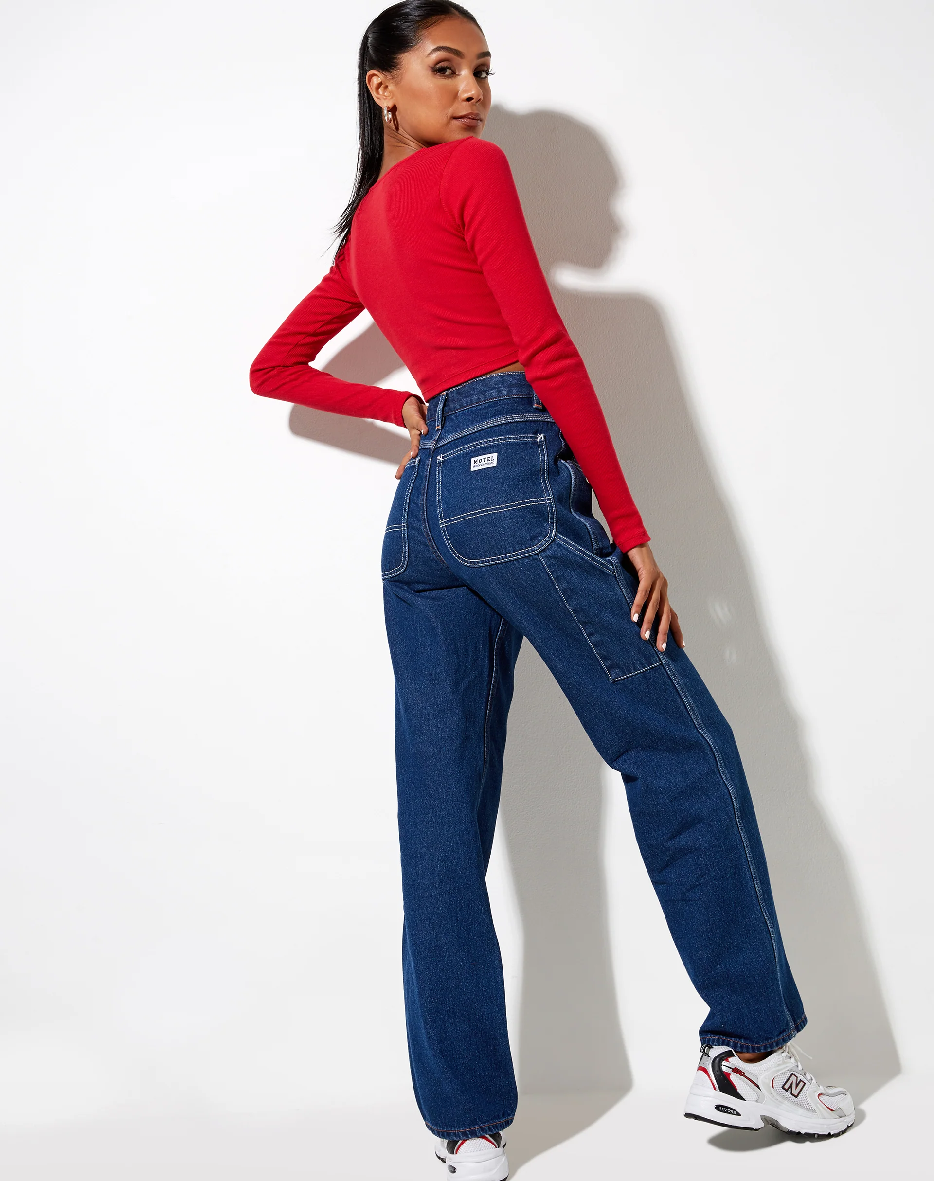 Kaya Crop Top in Rib Racing Red - Image 4