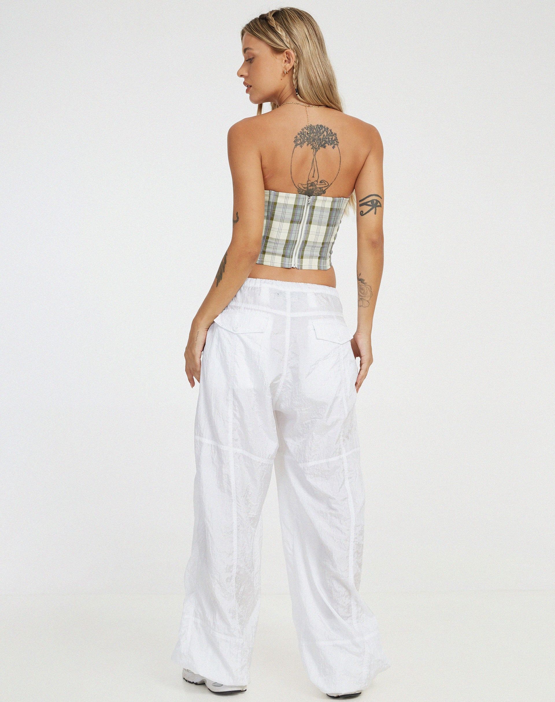 Kayashi Corset in Check Green and Cream - Image 4