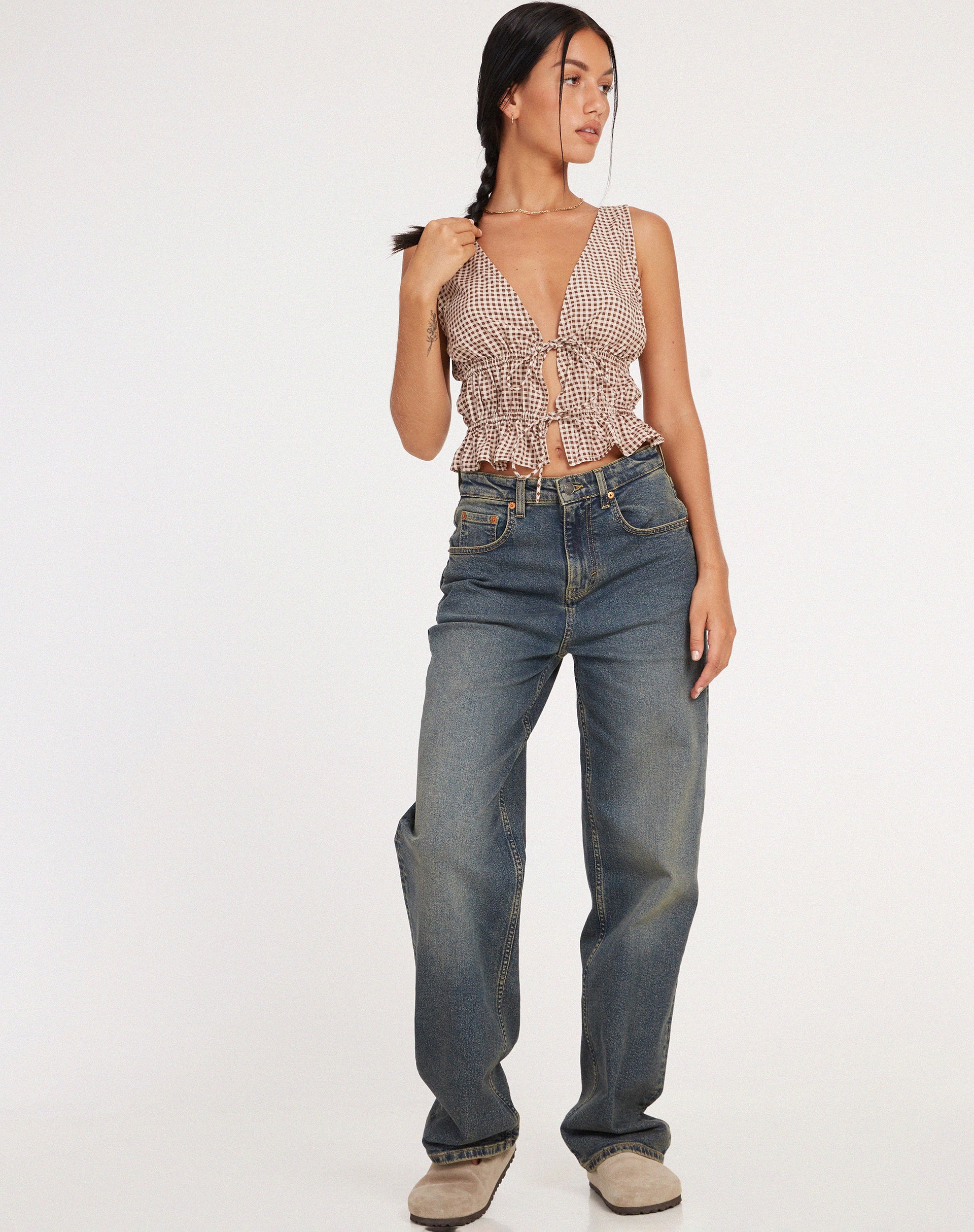 Kayson Crop Top in Mini Gingham - Image 3