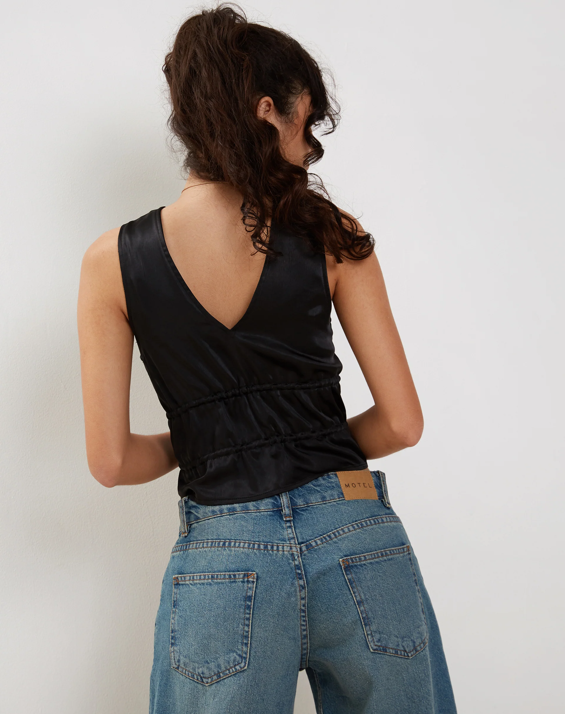 Kayson Crop Top in Satin Black - Image 3