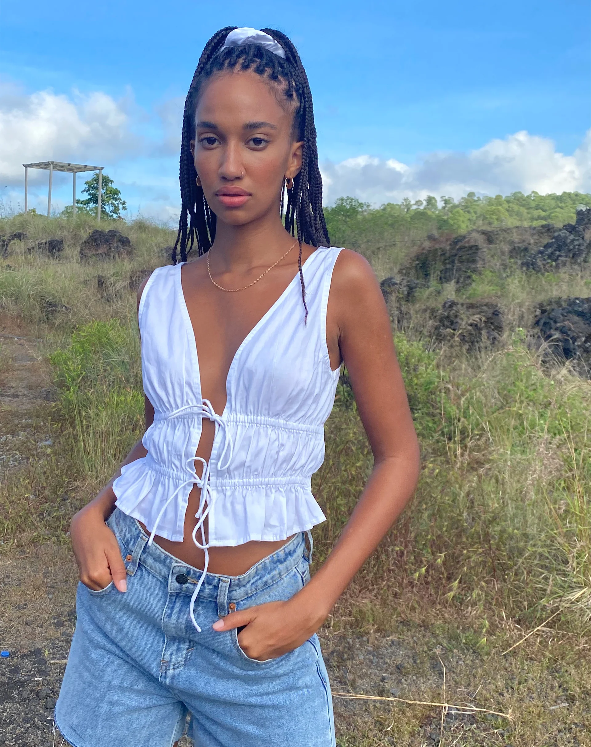 Kayson Crop Top in White - Image 2