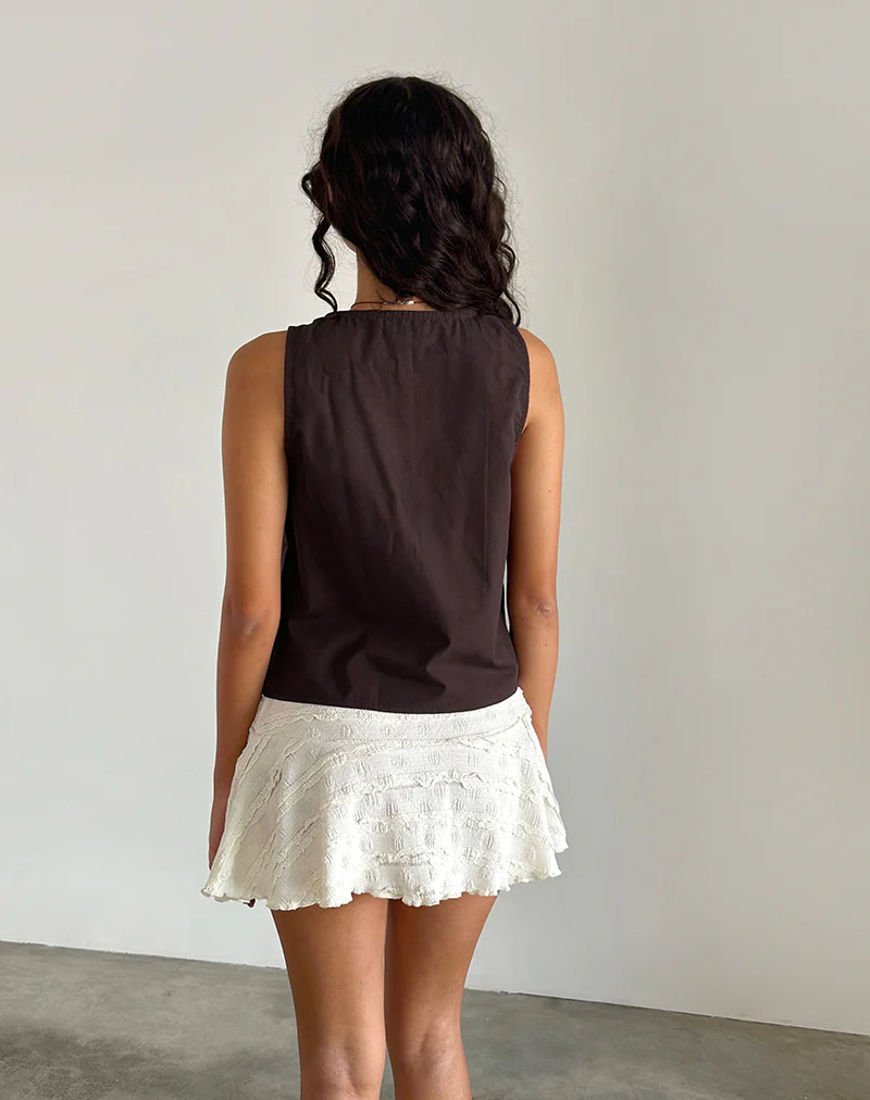 Kayve Tie Front Top in Poplin Deep Mahogany - Image 4