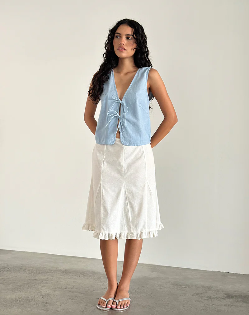 Kayve Tie Front Top in Nantucket Blue - Image 4