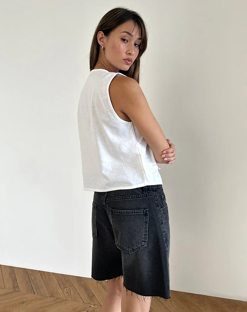 Kayve Tie Front Top in Off White - Image 4