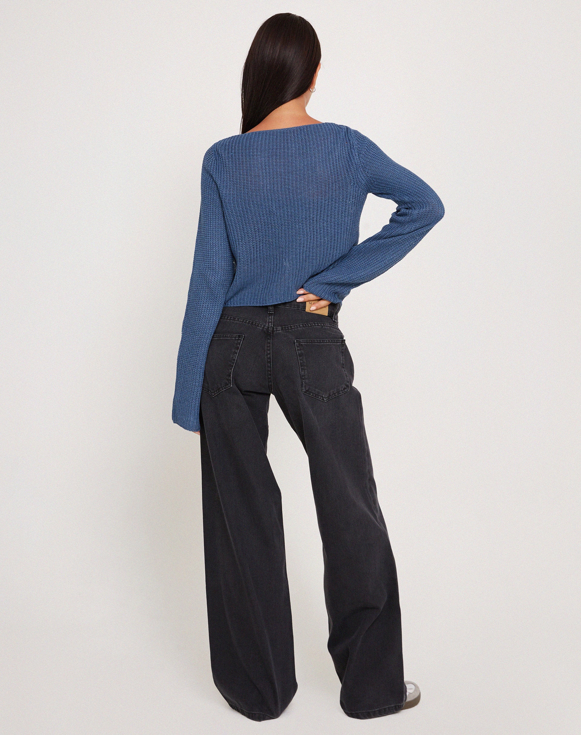 Kazayo Long Sleeve Knit Top in Midnight Blue - Image 4