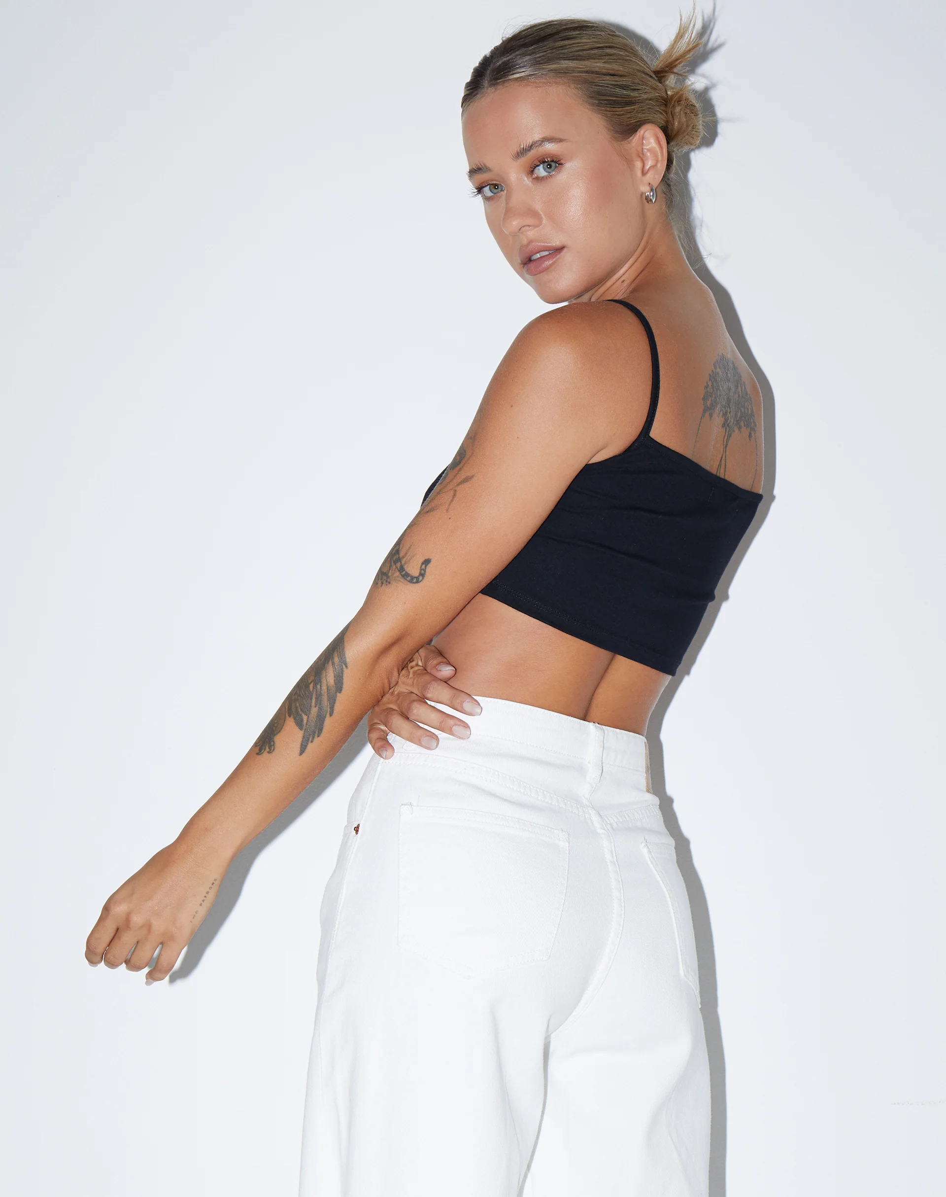 Keenan Crop Top in Lycra Black - Image 3
