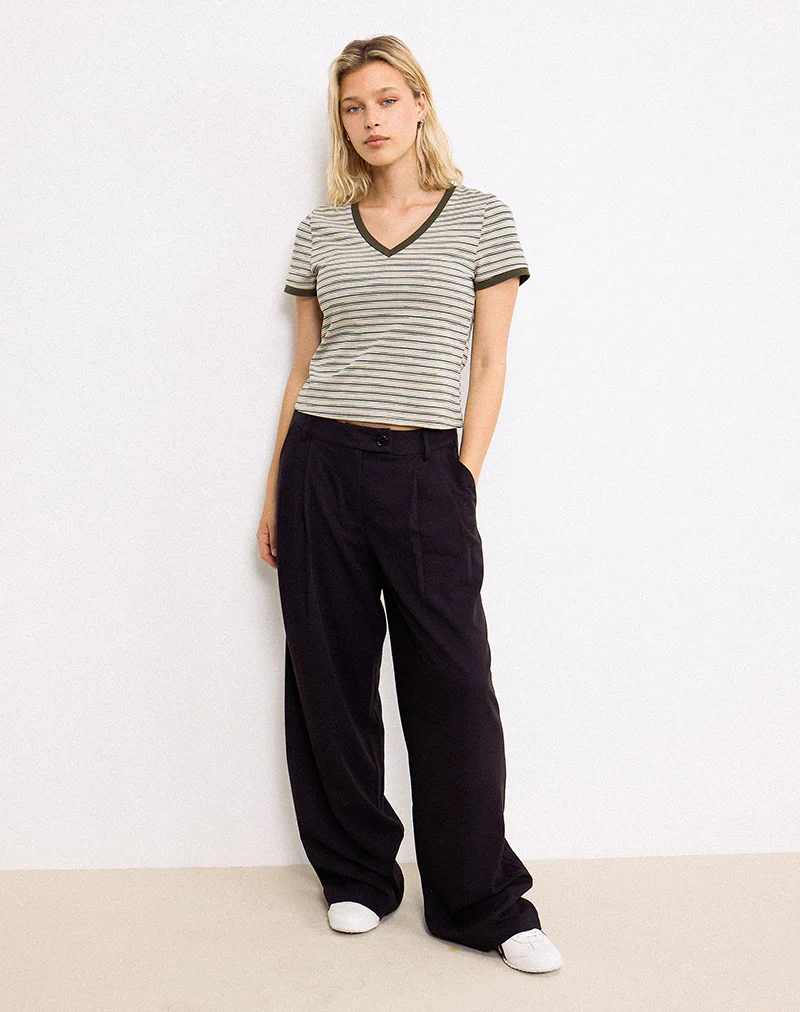 Keiko Top in Stripe Jersey Tonal Brown - Image 2