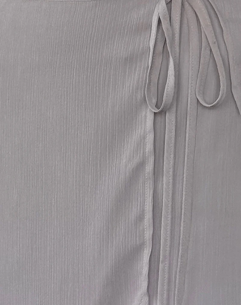 Keira Mini Wrap Skirt in Chiffon Lilac Grey - Image 5