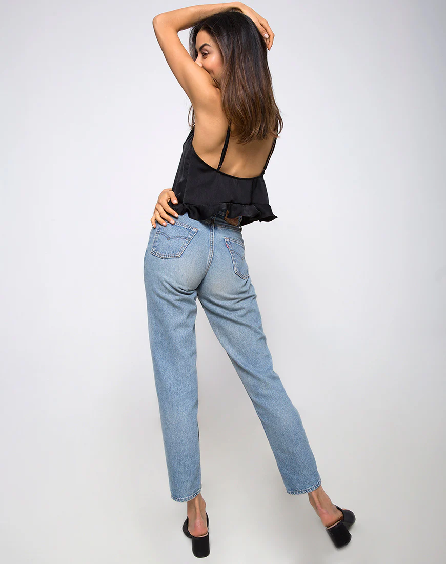 Kelay Cami Top in Satin Black - Image 4