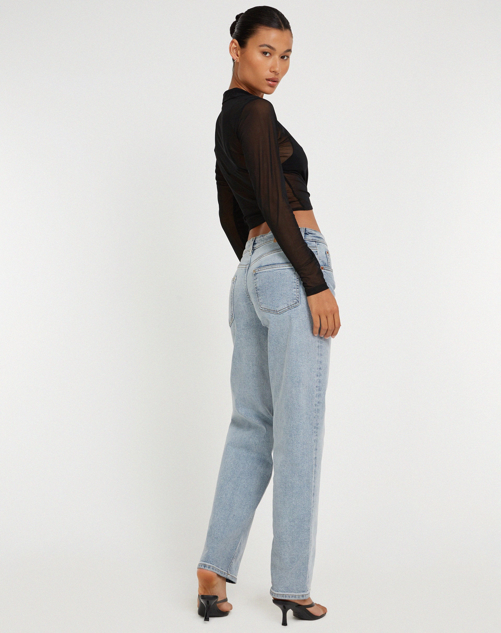 Kelly Cropped Shirt in Mesh Black - Image 4