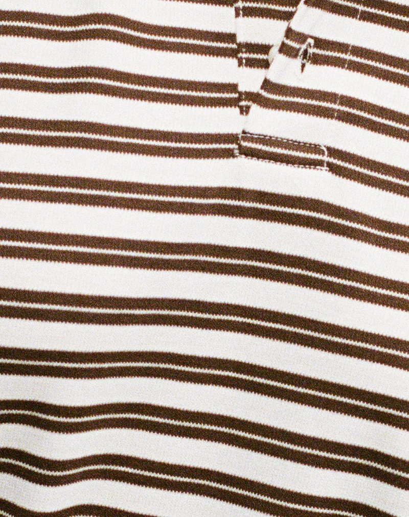 Kemillau Baggy Shirt in Brown with White Stripes - Image 6