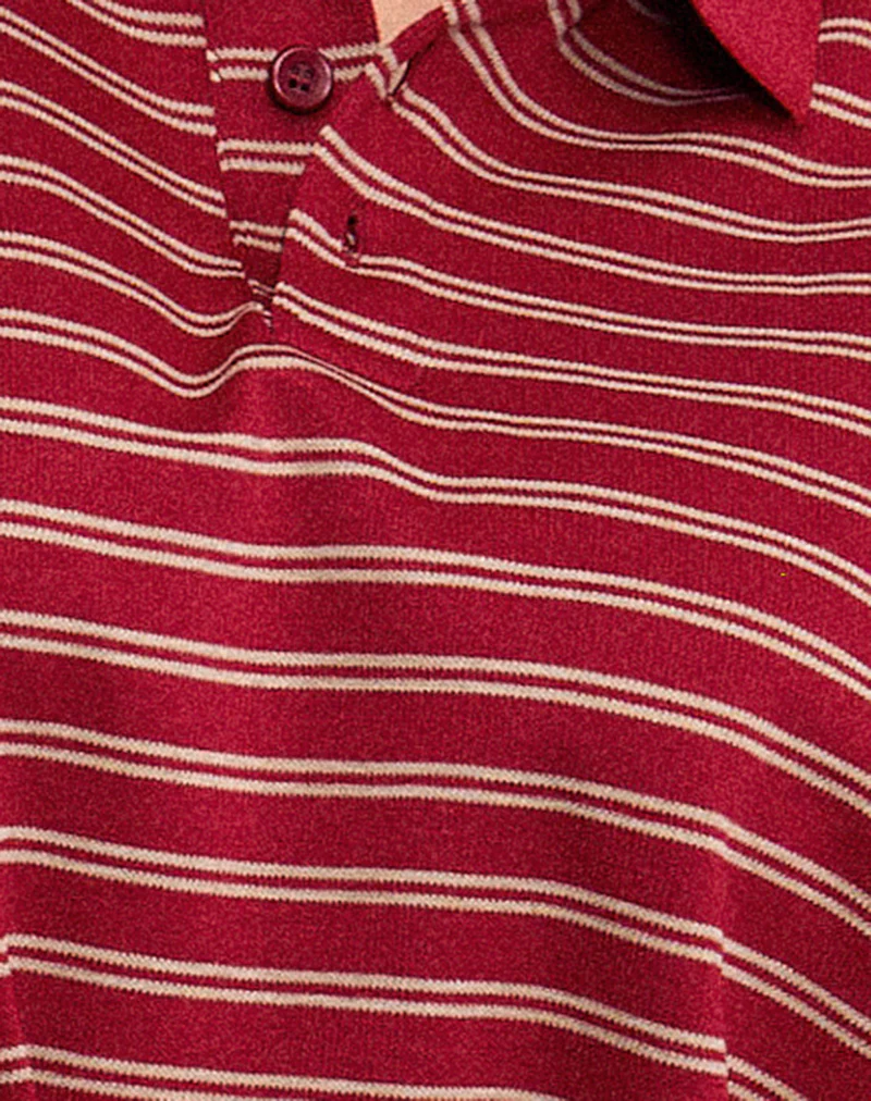 Kemillau Baggy Shirt in Burgundy with White Stripes - Image 5