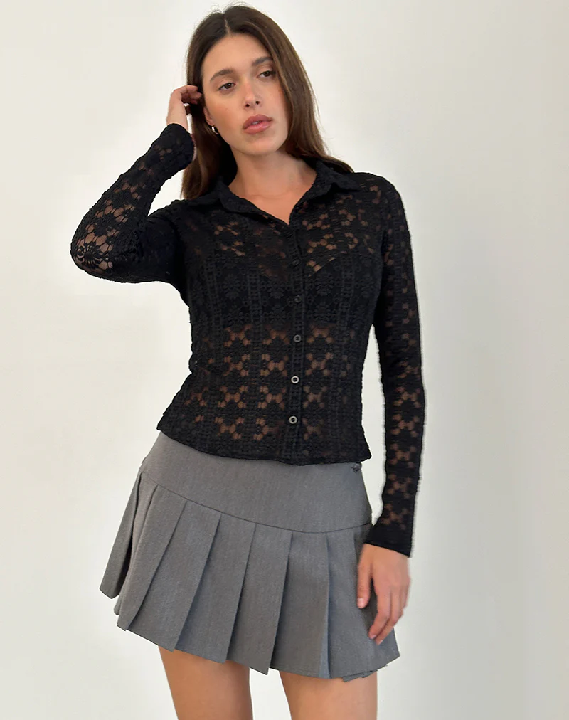 Kenila Shirt in Regal Lace Black - Image 3