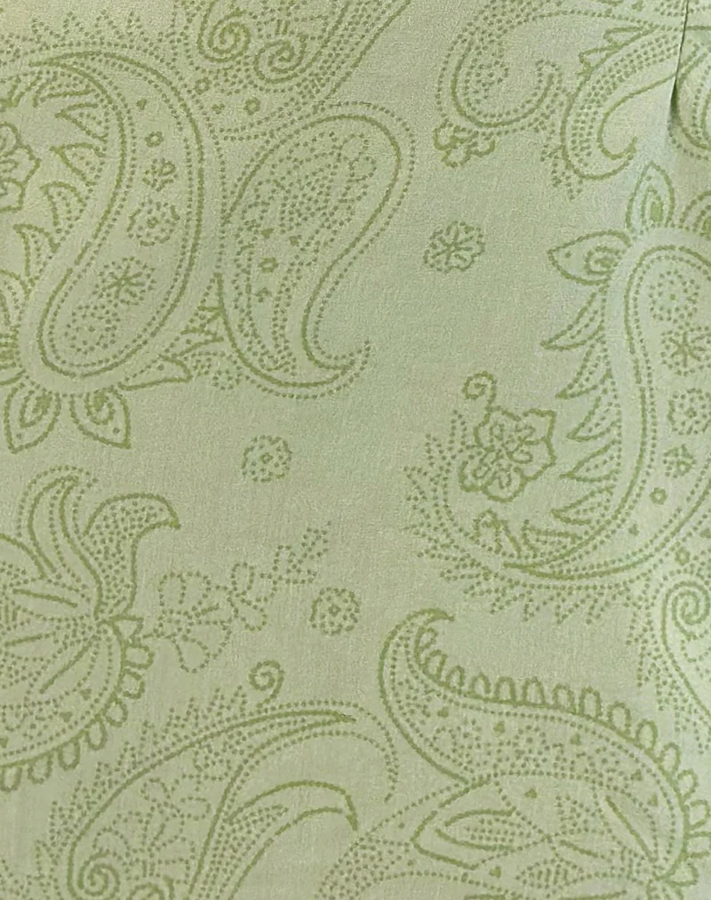 Kenja Bardot Mini Dress in Retro Paisley Lime - Image 6
