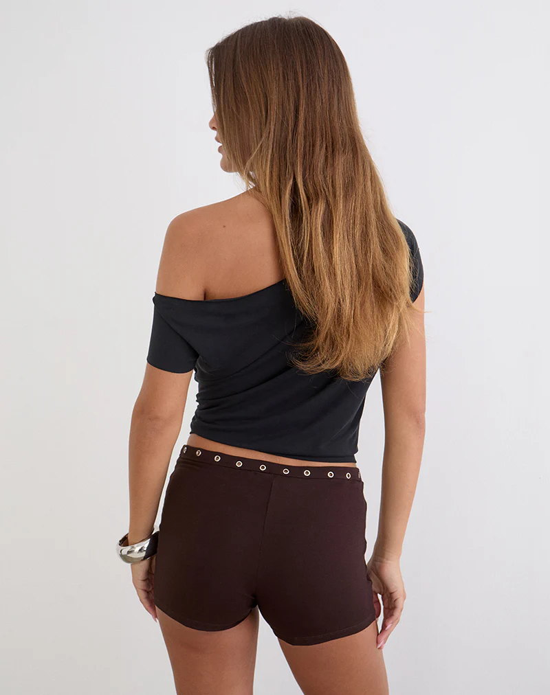 Kento Hot Pant in Bitter Chocolate with Eyelets - Image 5
