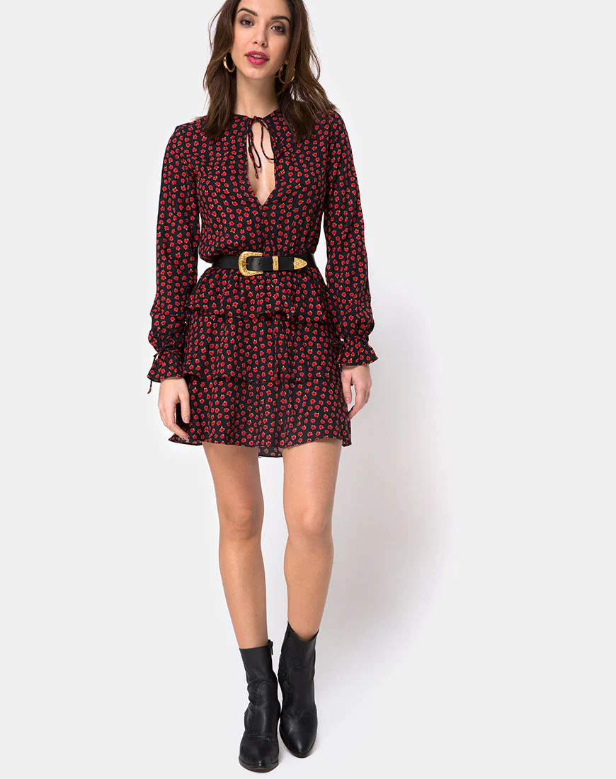Kepsibelle Dress in Dotty Rose Black - Image 3