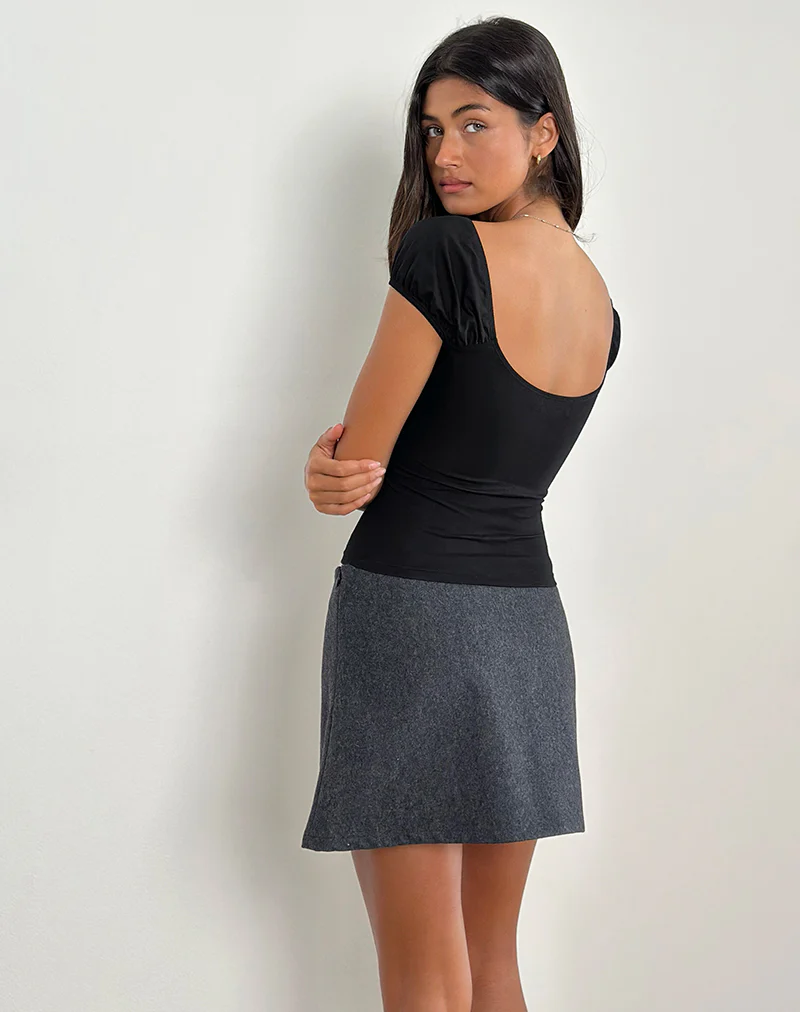 Kerri Keyhole Top in Jersey Black - Image 3