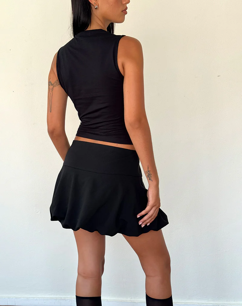 Keshi Puffball Mini Skirt in Black - Image 3