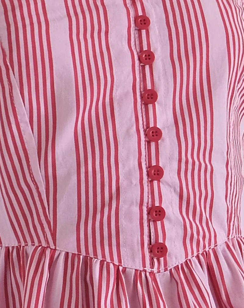 Kesyani Mini Dress in Vertical Pink Stripe - Image 6