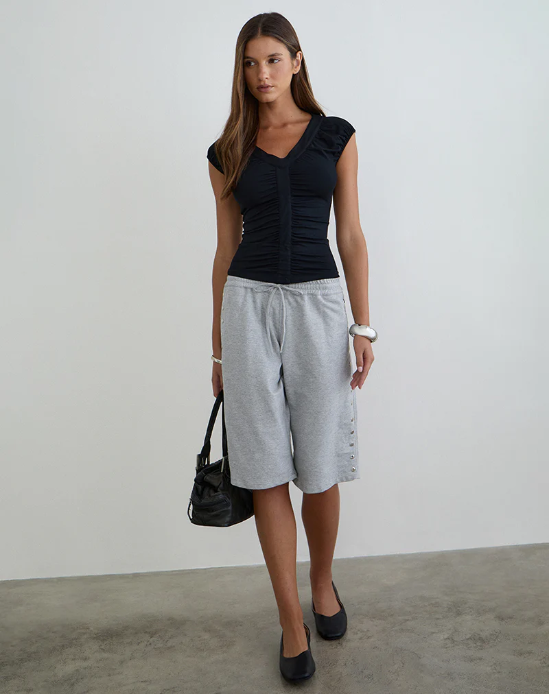 Kether Basketball Studded Short in Grey Marl - Image 2