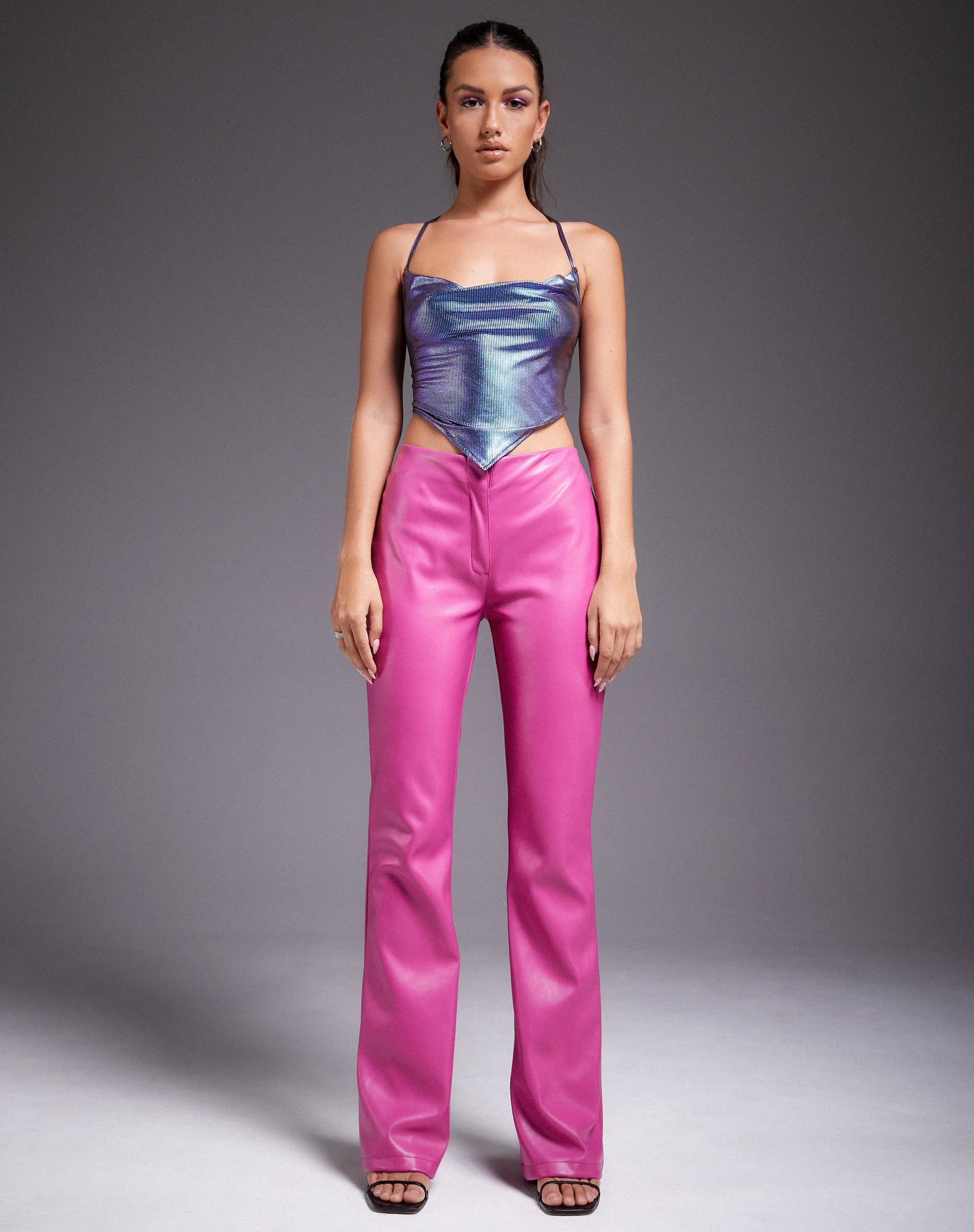 Ketia Crop Top in Holographic Purple - Image 6