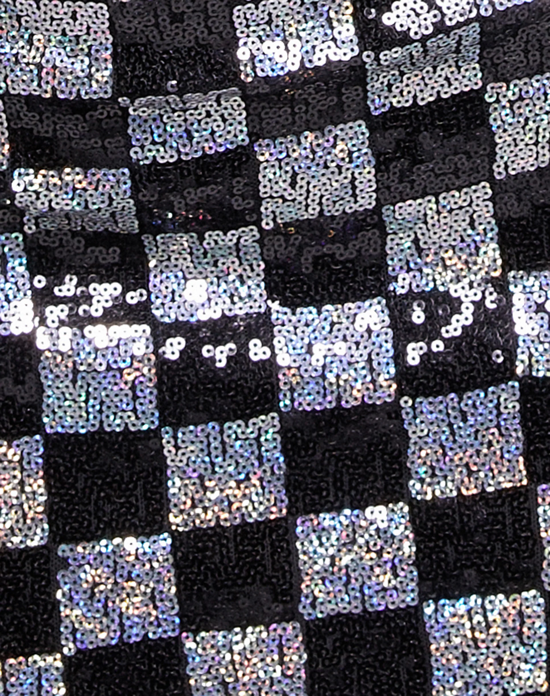 Keyan Tube Top in Checkerboard Sequin Black and Silver - Image 7