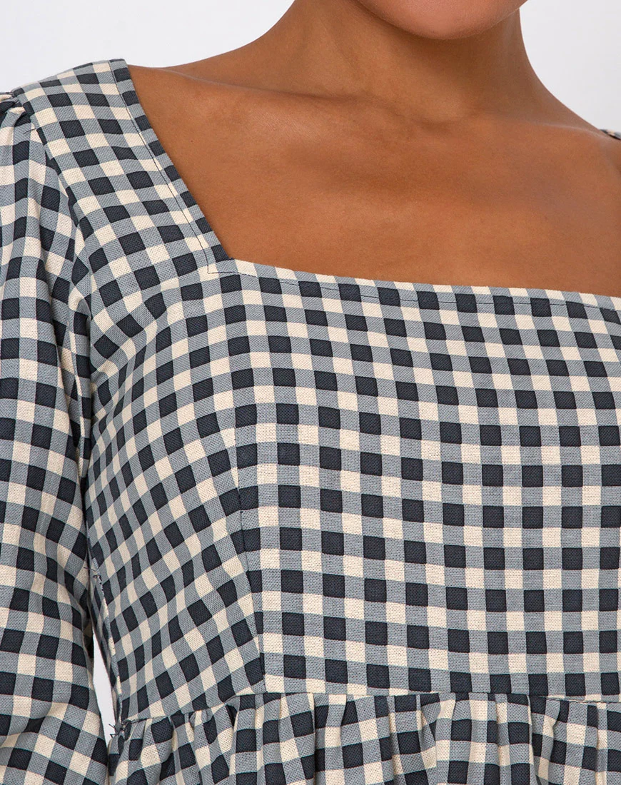 Kezie Skater Dress in Gingham Cream - Image 8