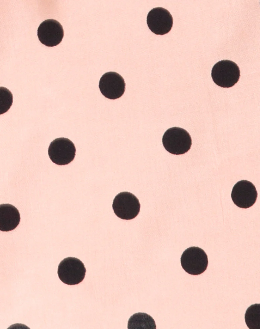 Khabel A-Line Skirt in New Polka Nude Black - Image 5