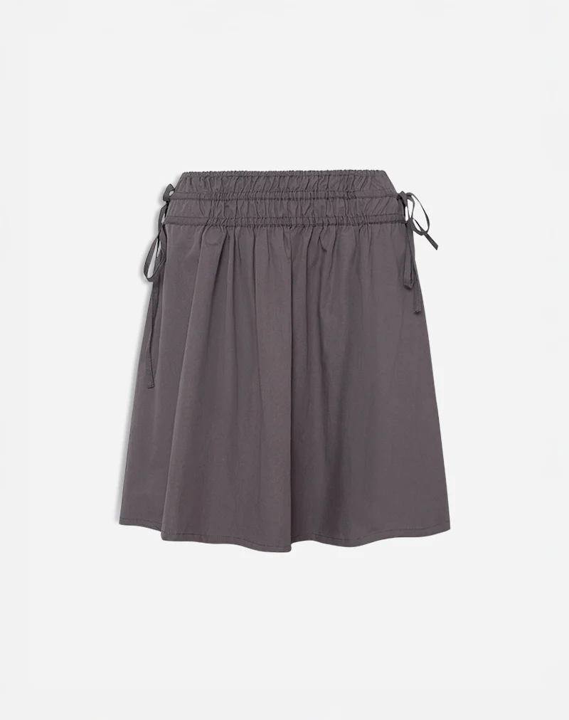 Khimar Gathered Midi Skirt in Peppercorn - Image 3