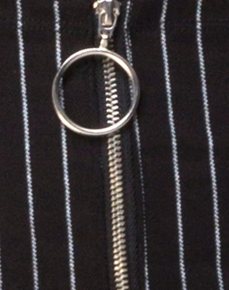 Kimber Skirt in Pinstripe Black - Image 5