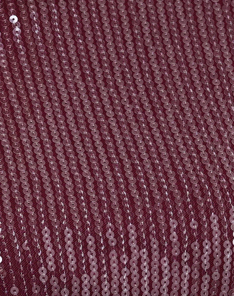 Kimberly Mini Dress in Clear Sequin Maroon - Image 6