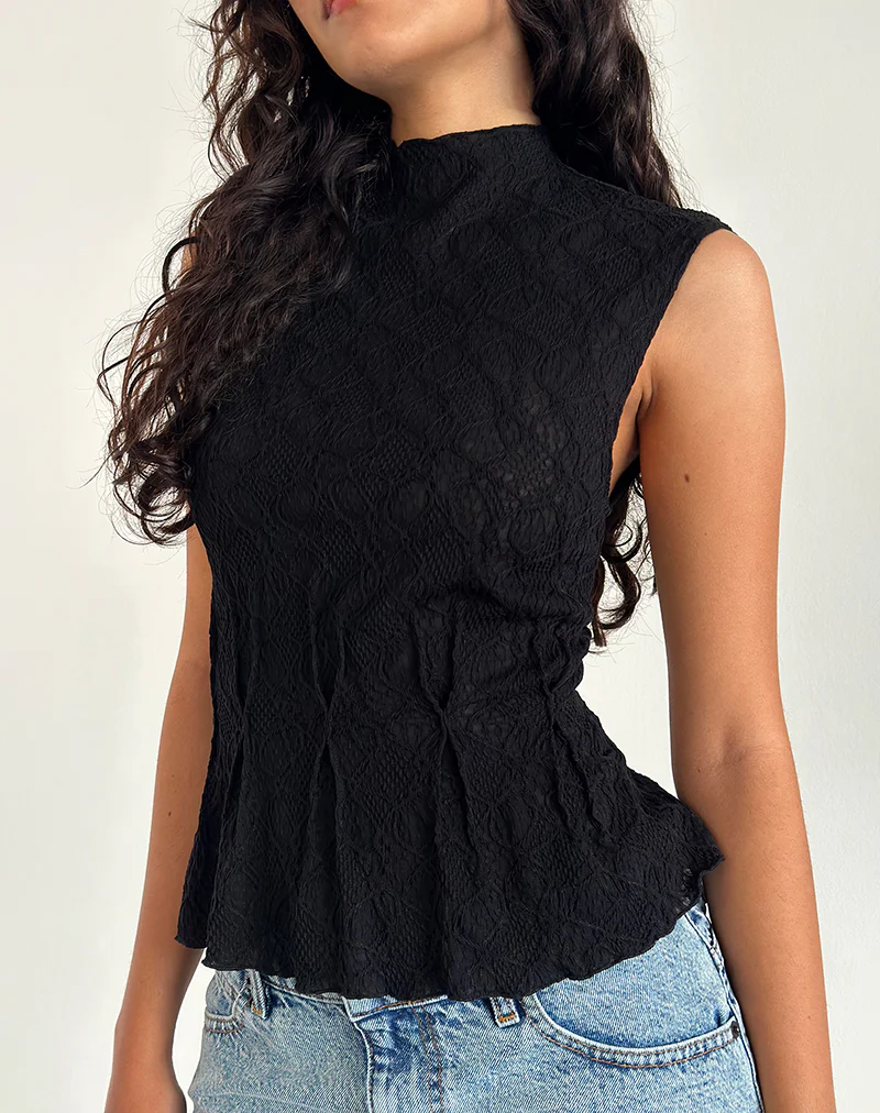 Kimbra Top in Textured Black - Image 2