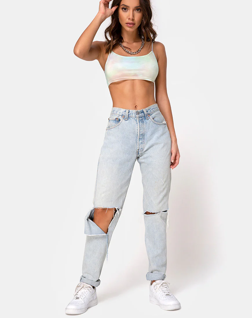 Kimo Crop Top in Pastel Tie Dye - Image 3