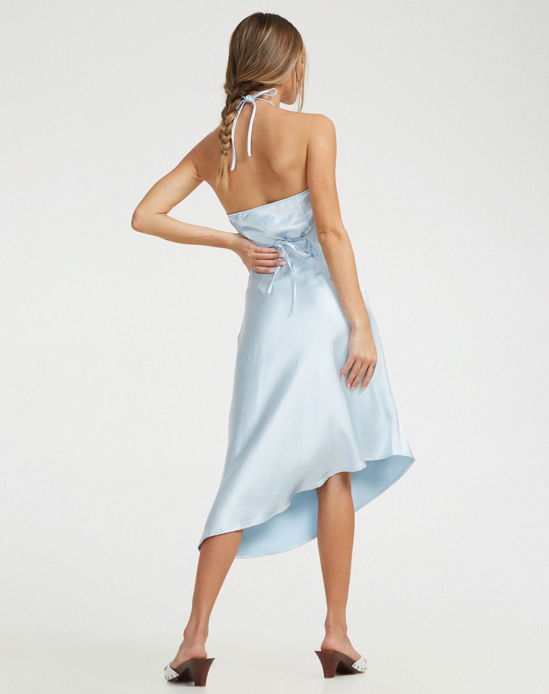Kimora Midi Dress in Satin Ice Blue - Image 2