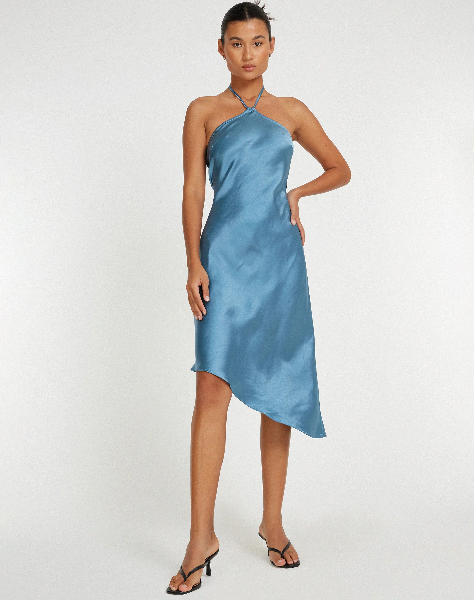 Kimora Midi Dress in Satin Slate - Image 3