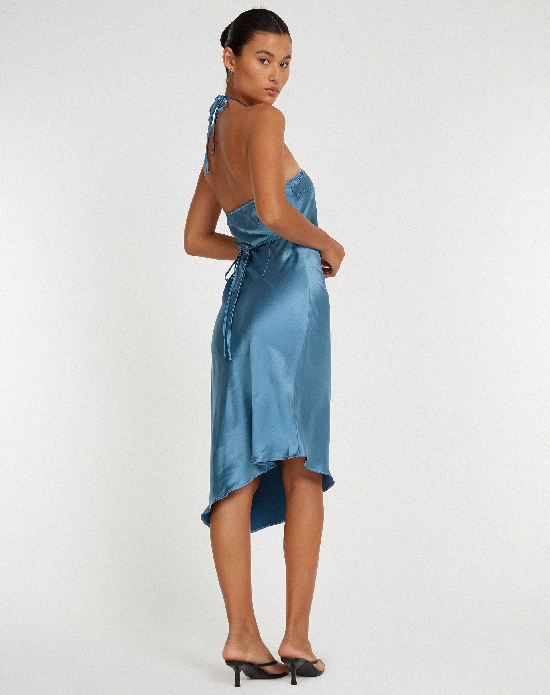 Kimora Midi Dress in Satin Slate - Image 4