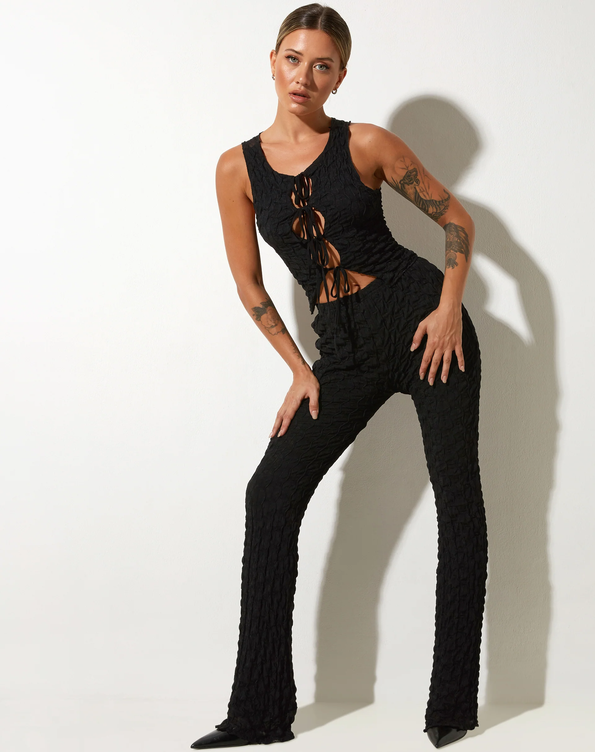 Kinara Top in Stripe Mesh Black - Image 4